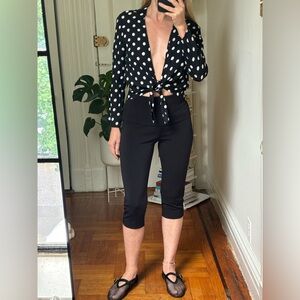 Reformation Polka Dot Blouse With Front Tie